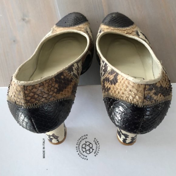 Saks Fifth Avenue Snakeskin Pattern Multi-color Leather Pumps - Picture 6 of 8